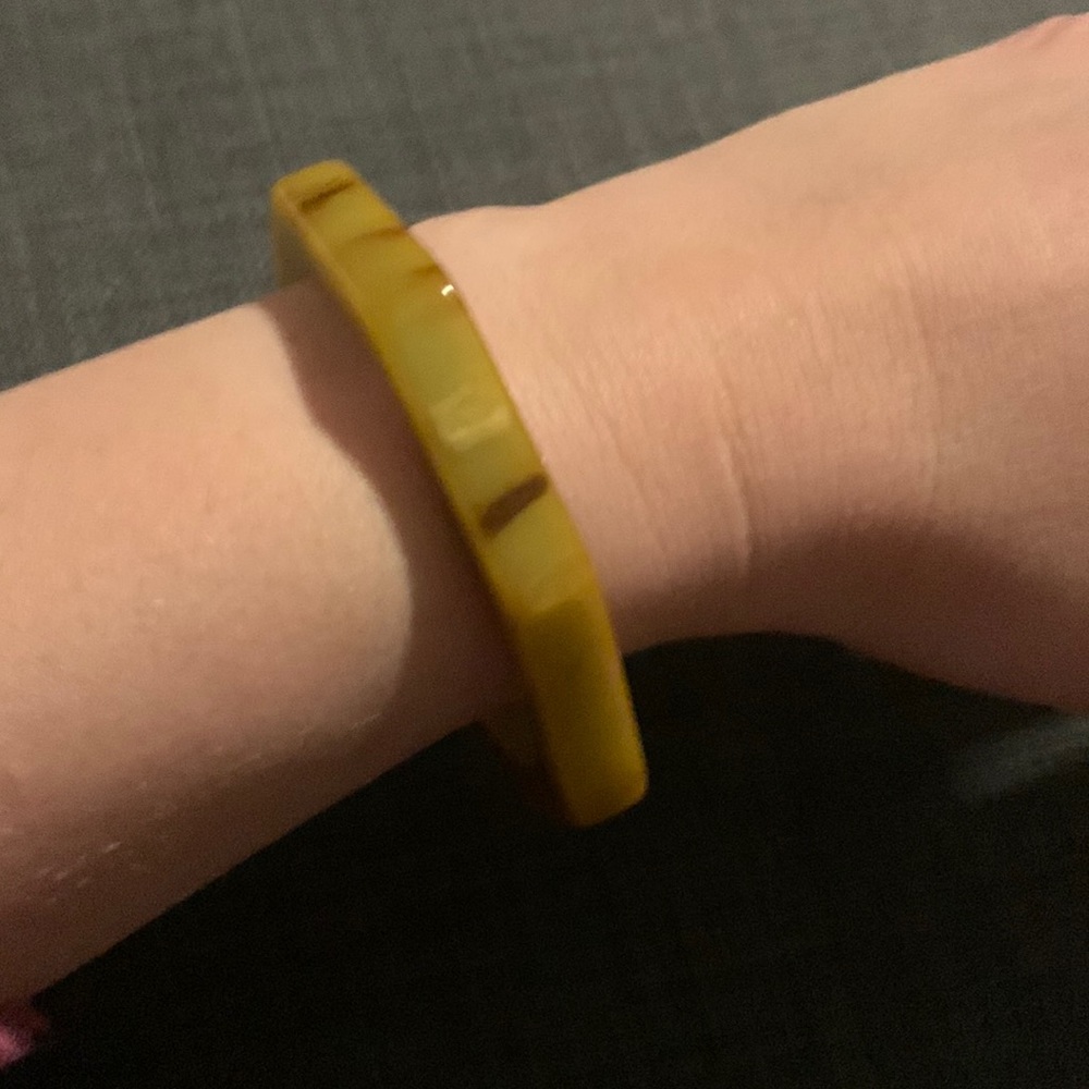 Bakelite Carved Yellow Brown Bangle Vintage